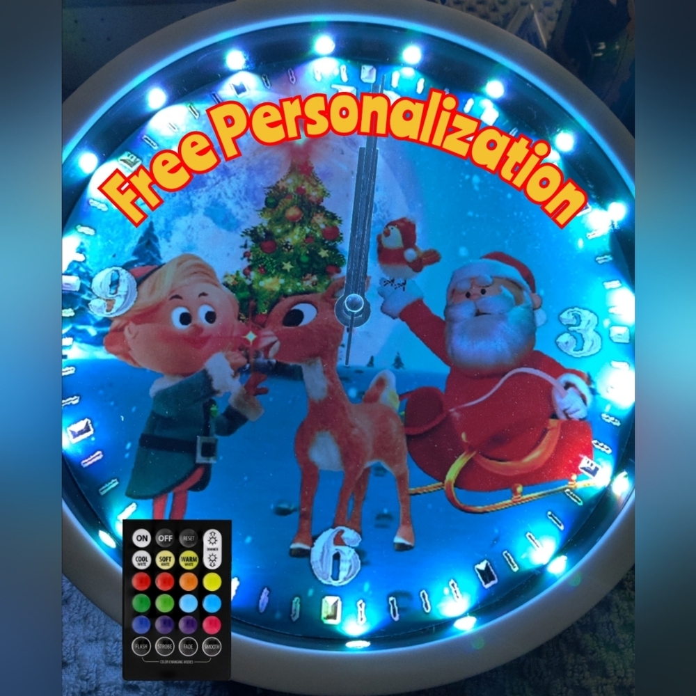 Santa Claus, Hermes, and Rudolph Christmas clock
